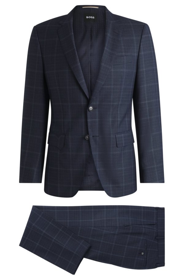 Hugo Boss Costume Slim en laine vierge à carreaux