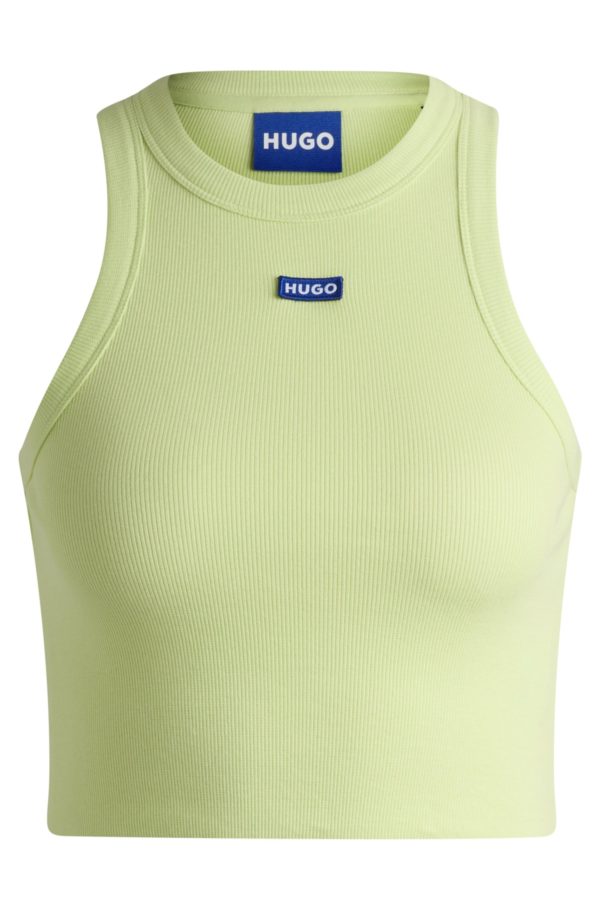 Hugo Boss Débardeur en coton stretch côtelé avec badge logoté