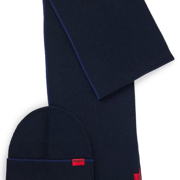 Hugo Boss Ensemble bonnet et écharpe en laine à étiquette logotée