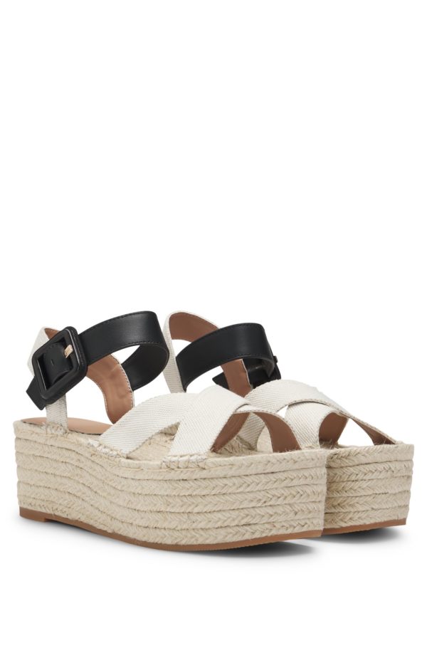 Hugo Boss Espadrilles à semelle plateforme avec brides en cuir et toile