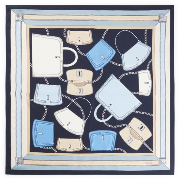 Hugo Boss Foulard carré confectionné en Italie en twill de soie à imprimé