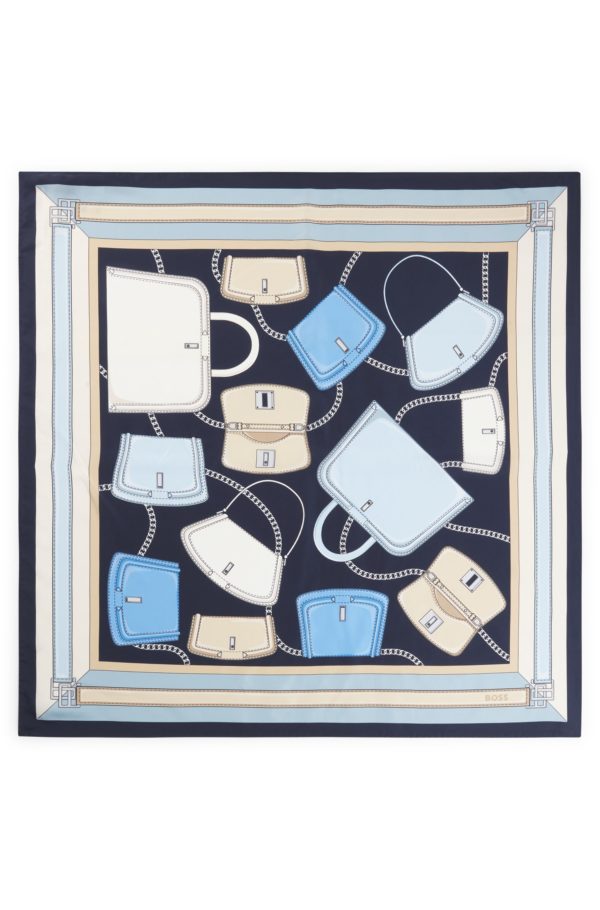 Hugo Boss Foulard carré confectionné en Italie en twill de soie à imprimé