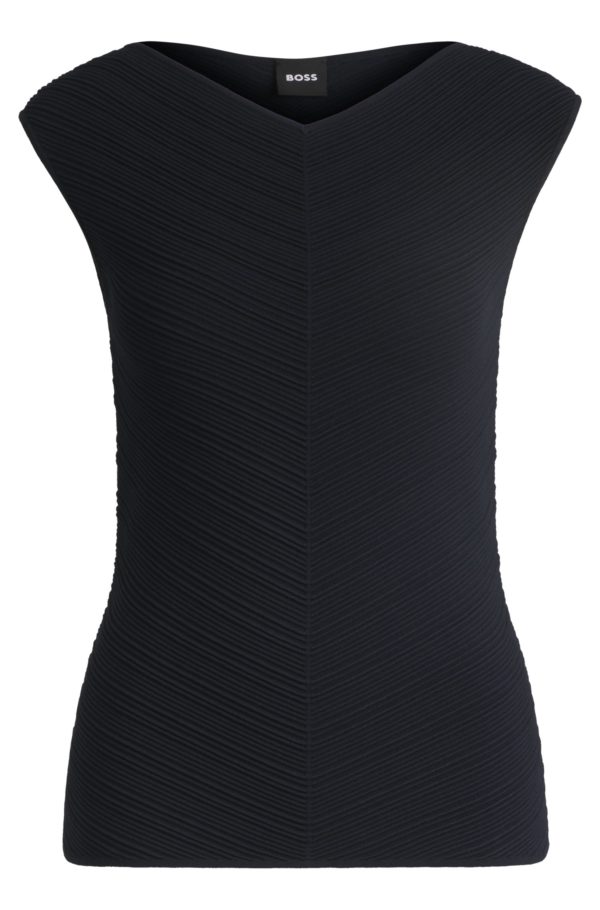 Hugo Boss Haut à col V en maille structurée