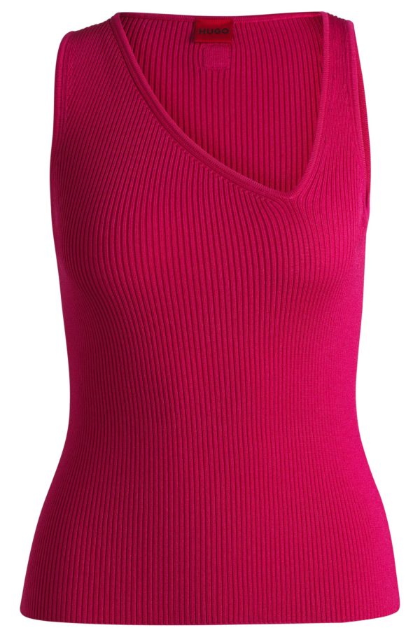 Hugo Boss Haut en maille sans manches à encolure en V asymétrique