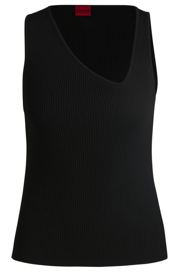Hugo Boss Haut en maille sans manches à encolure en V asymétrique