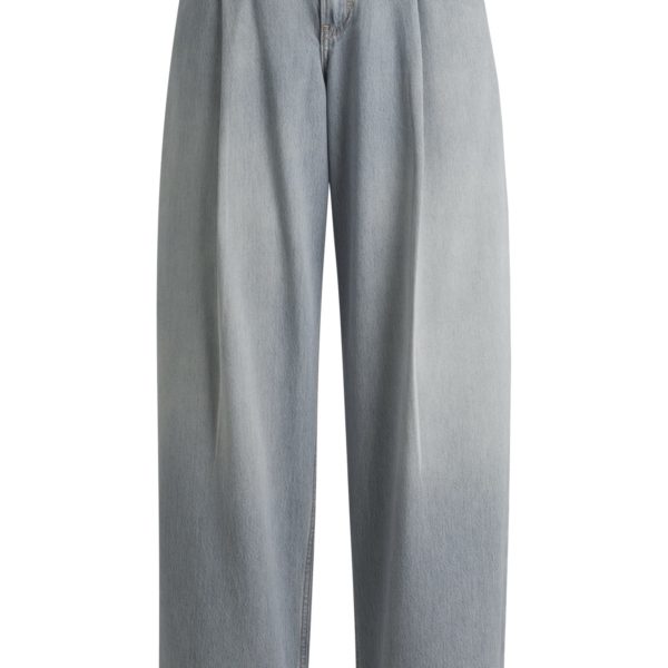 Hugo Boss Jean Wide en denim gris avec plis sur le devant
