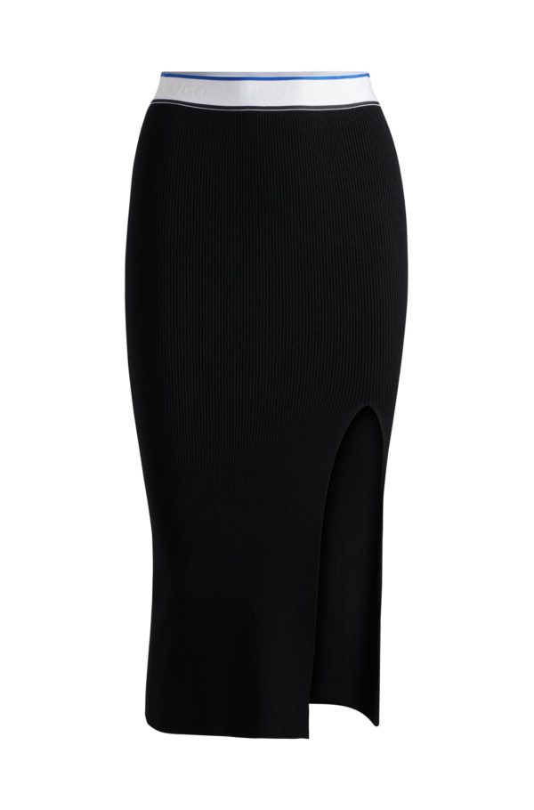 Hugo Boss Jupe Slim Fit en maille avec taille logotée