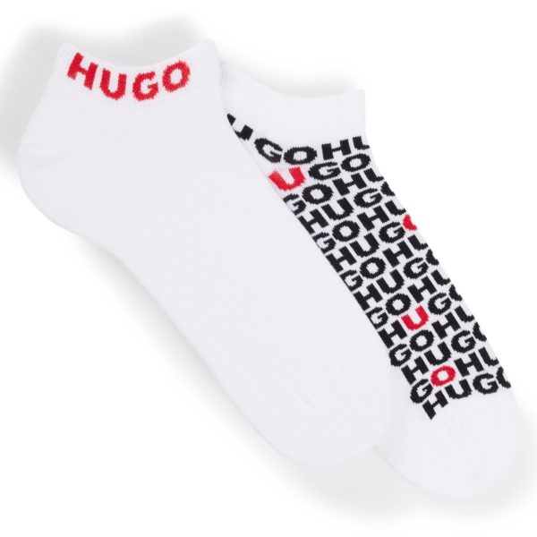 Lot de deux paires de chaussettes basses en coton mélangé à logos – Hugo Boss