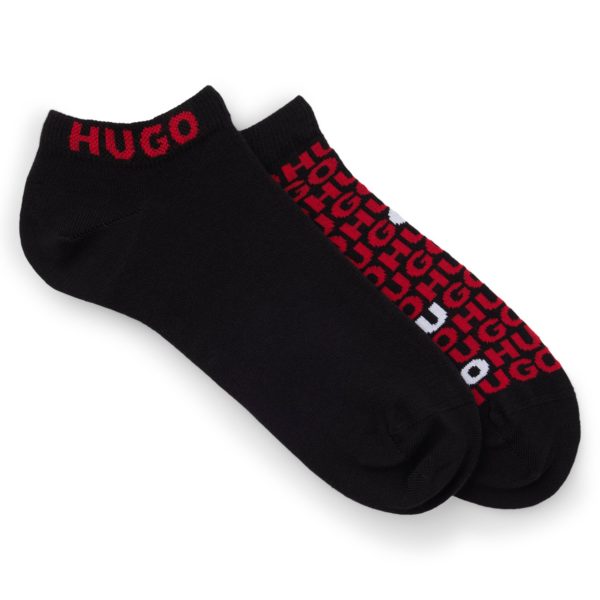 Lot de deux paires de chaussettes basses en coton mélangé à logos – Hugo Boss