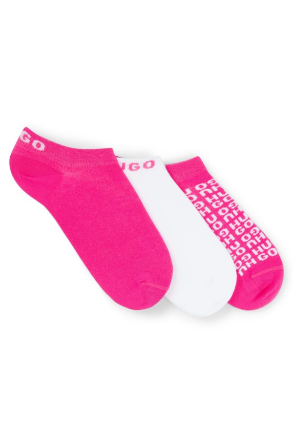 Hugo Boss Lot de trois paires de chaussettes basses à logos contrastants