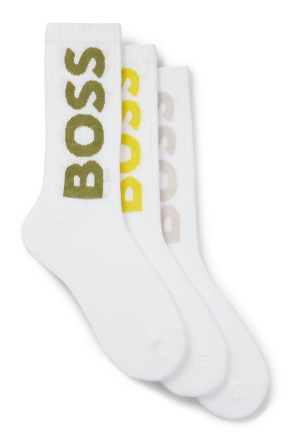 Hugo Boss Lot de trois paires de chaussettes courtes à grands logos