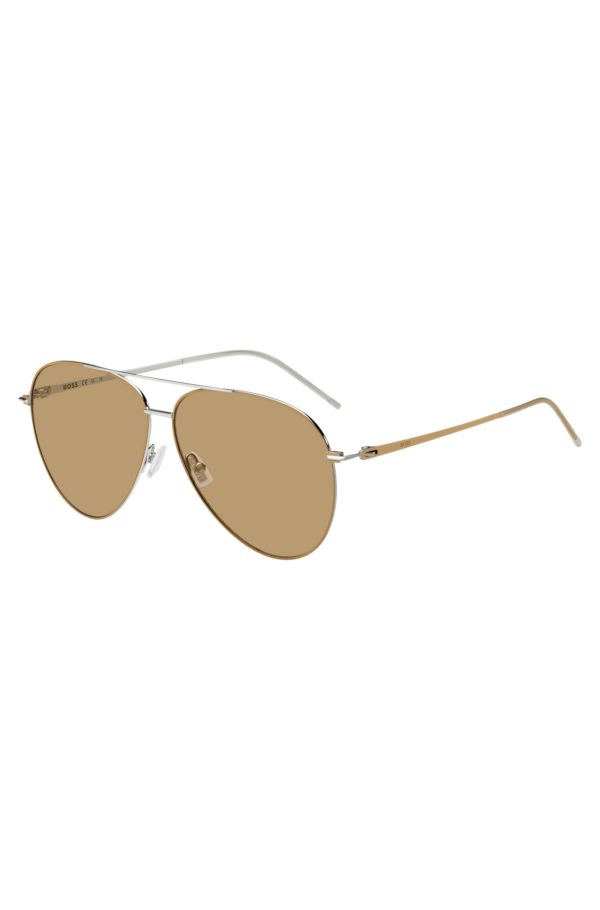 Hugo Boss Lunettes de soleil camel en acier léger