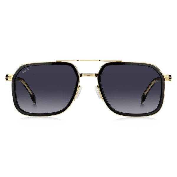 Hugo Boss Lunettes de soleil effet superposé en acier et acétate noir