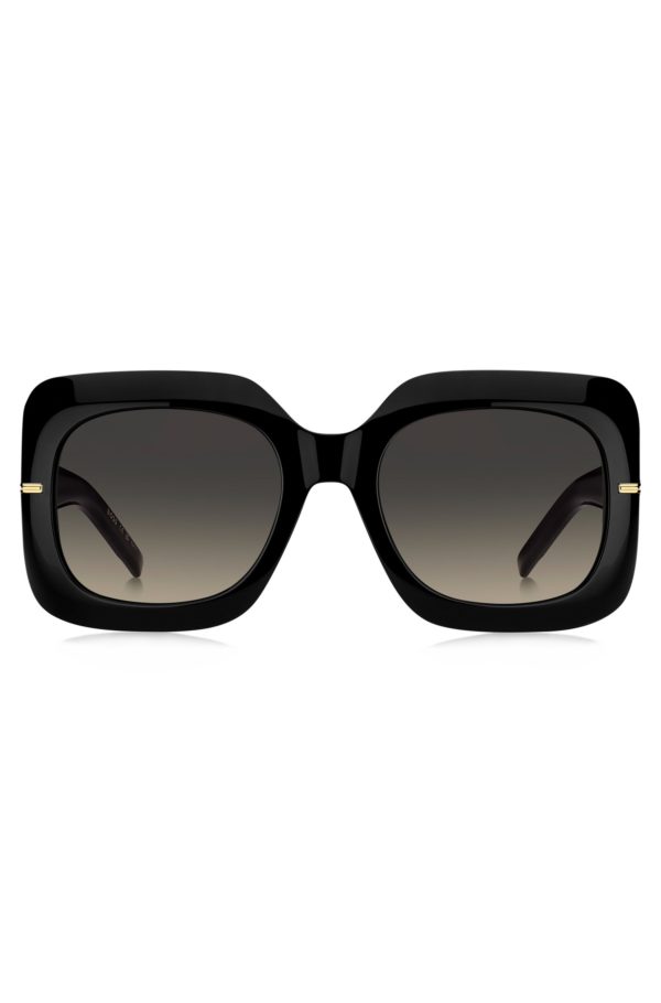 Hugo Boss Lunettes de soleil en acétate noir avec branches à monogramme