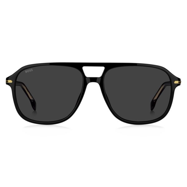 Hugo Boss Lunettes de soleil en acétate noir avec finitions dorées