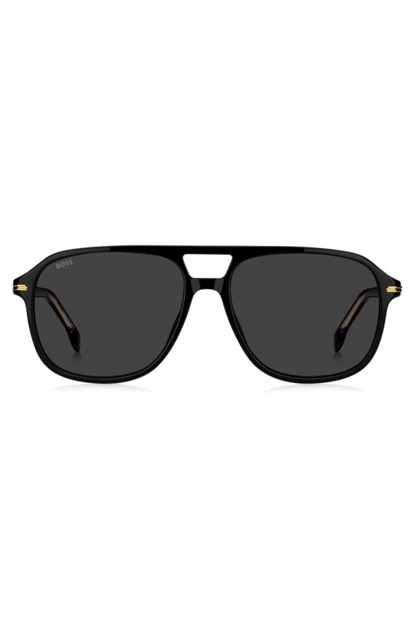 Hugo Boss Lunettes de soleil en acétate noir avec finitions dorées