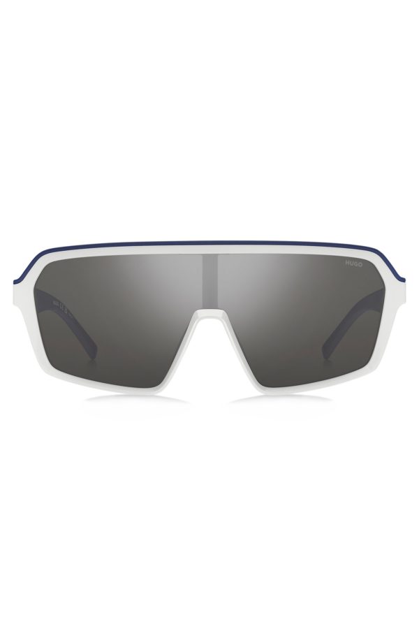 Hugo Boss Lunettes de soleil style masque avec verres teintés gris