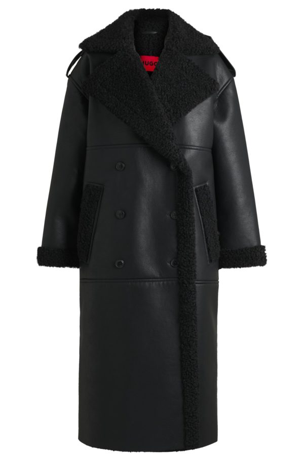 Hugo Boss Manteau Oversize en similicuir avec finitions en fourrure synthétique