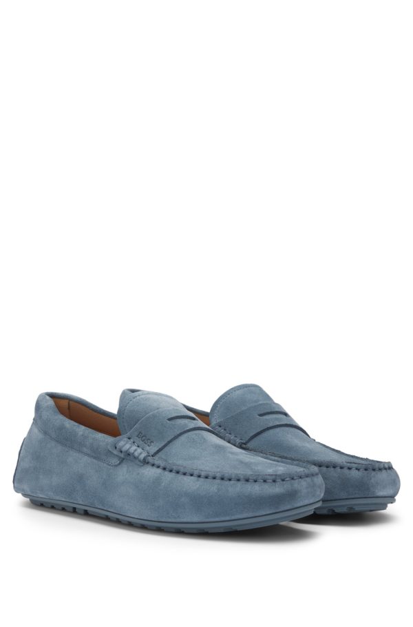 Hugo Boss Mocassins confectionnés au Portugal en cuir suédé avec finition Penny
