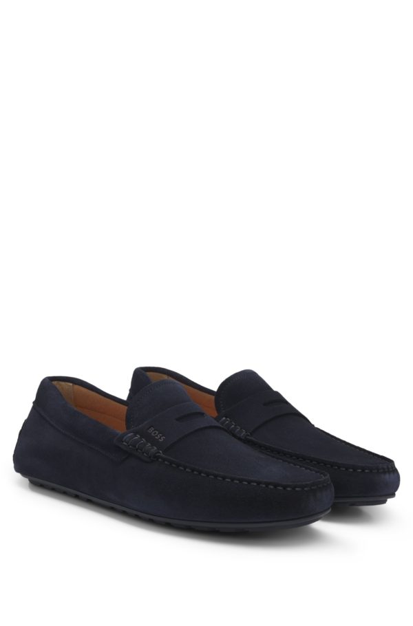 Hugo Boss Mocassins confectionnés au Portugal en cuir suédé avec finition Penny