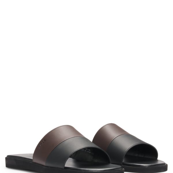 Hugo Boss Mules en similicuir à bride bicolore