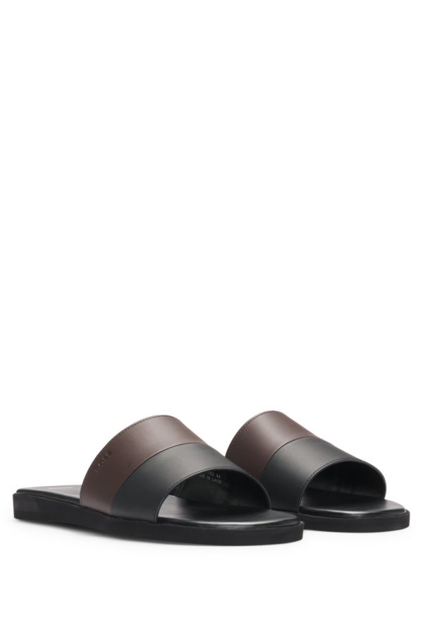 Hugo Boss Mules en similicuir à bride bicolore