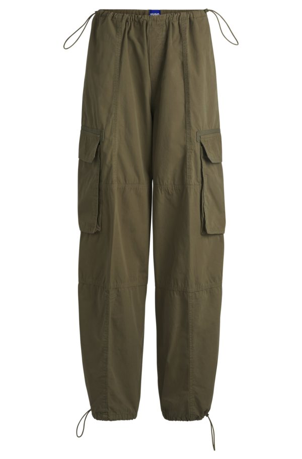 Hugo Boss Pantalon parachute Oversize en popeline de coton
