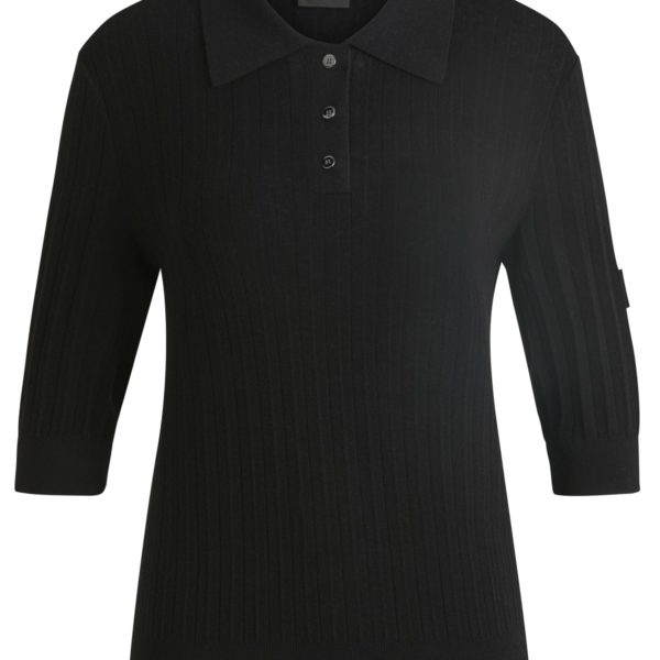 Polo d’équitation en maille côtelée à col oversize – Hugo Boss