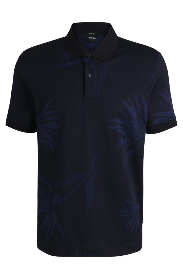Hugo Boss Polo en coton mercerisé avec jacquard à fleurs