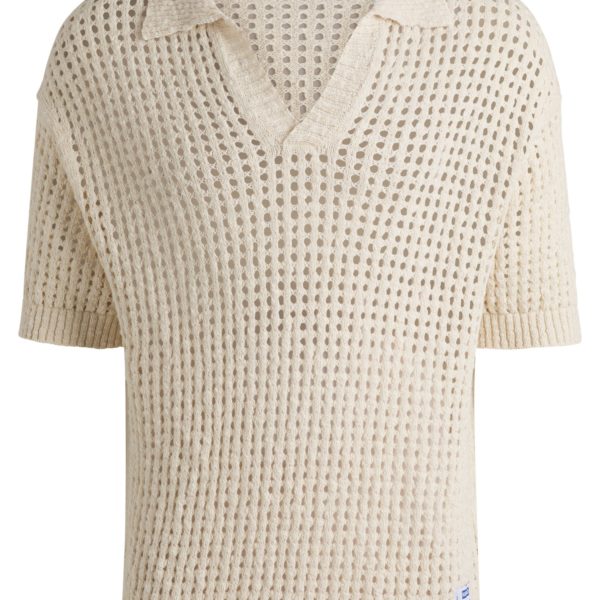 Polo en maille crochetée de coton à col Johnny – Hugo Boss