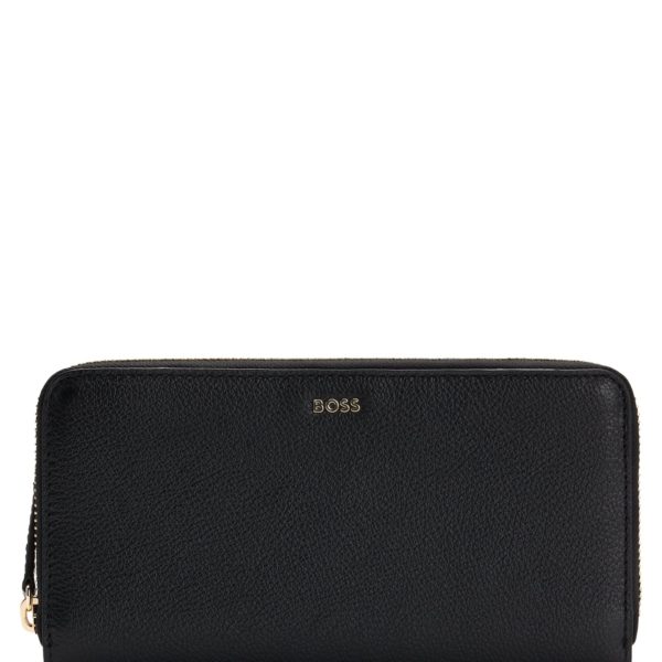 Hugo Boss Portefeuille en cuir texturé avec fermeture éclair circulaire et logo