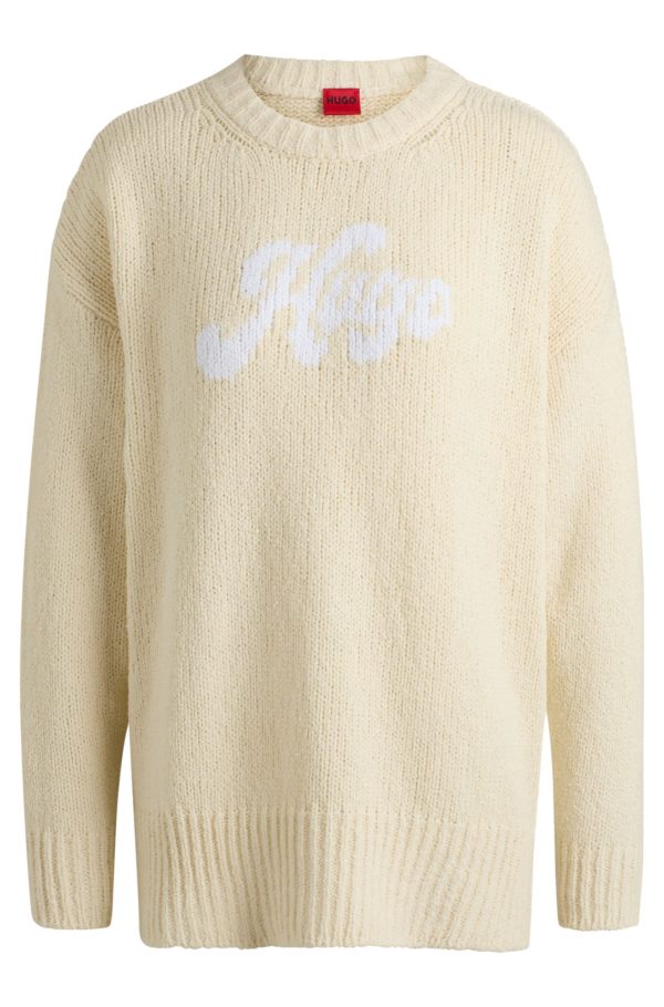 Hugo Boss Pull Oversize en coton mélangé avec logo manuscrit