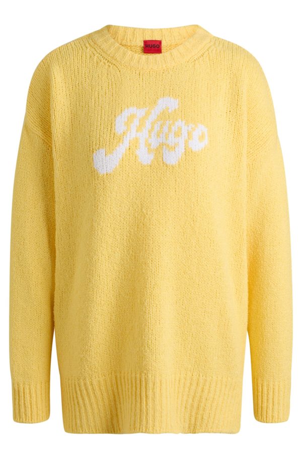 Hugo Boss Pull Oversize en coton mélangé avec logo manuscrit