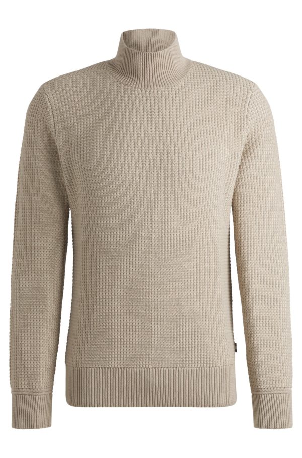 Hugo Boss Pull à col montant en coton et laine vierge