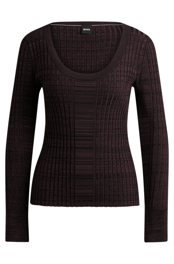 Hugo Boss Pull à encolure dégagée en maille côtelée stretch