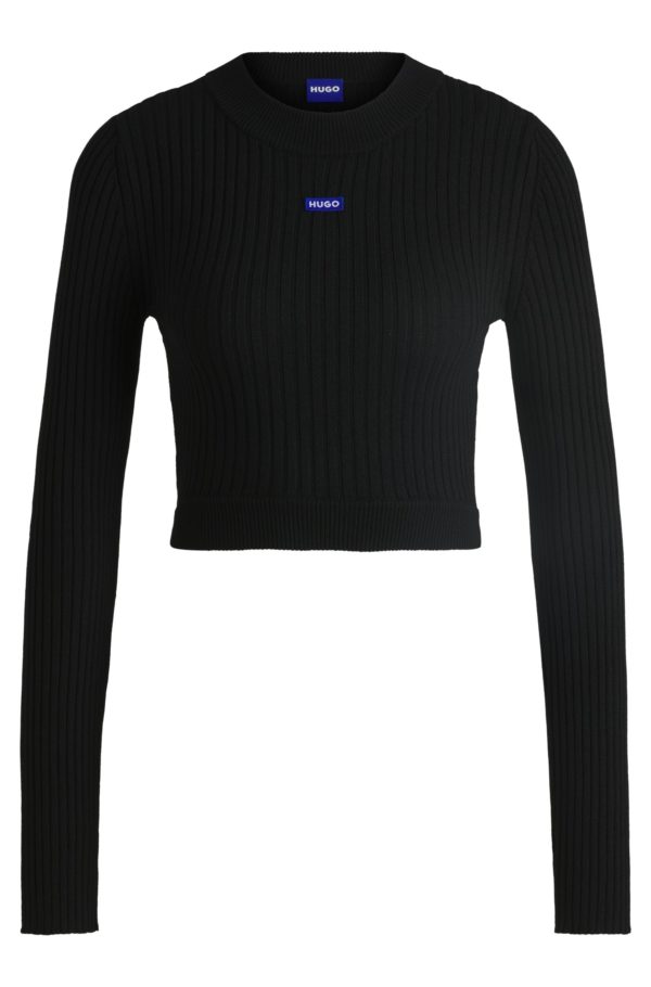 Hugo Boss Pull court avec étiquette logotée bleue