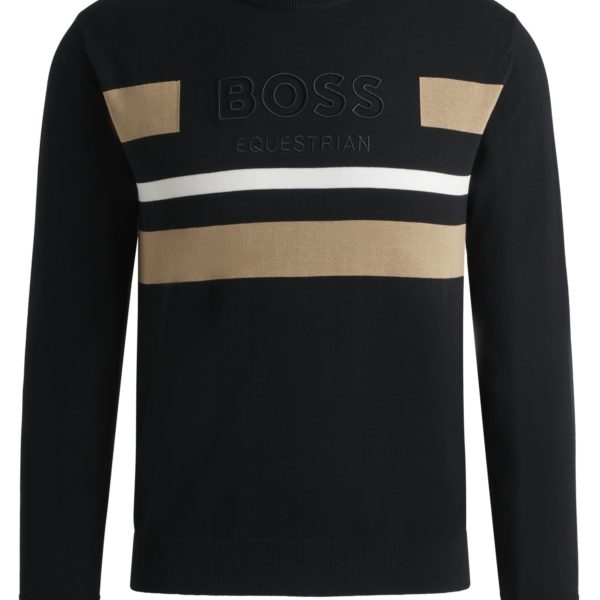 Pull d’équitation en coton à rayures contrastantes – Hugo Boss