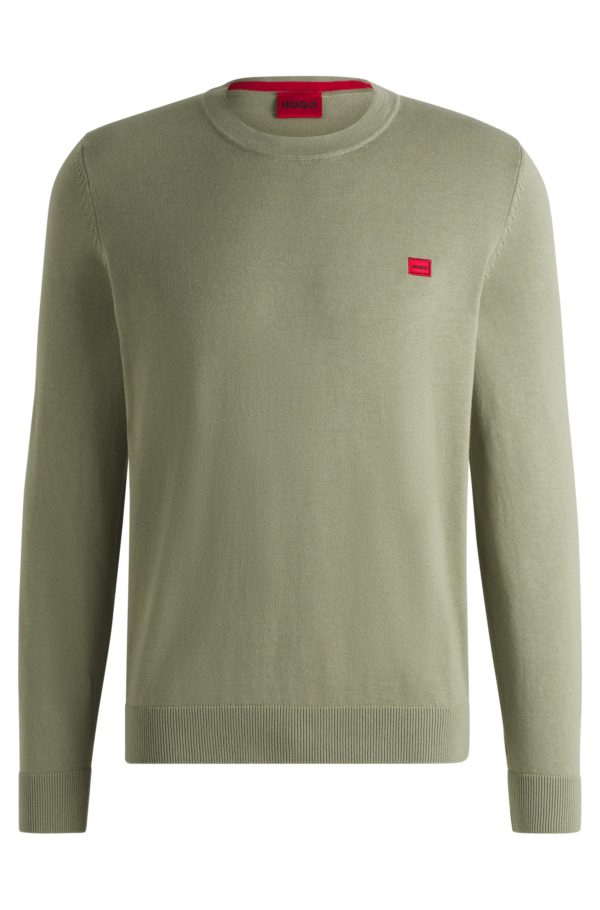 Hugo Boss Pull en coton avec étiquette logotée rouge