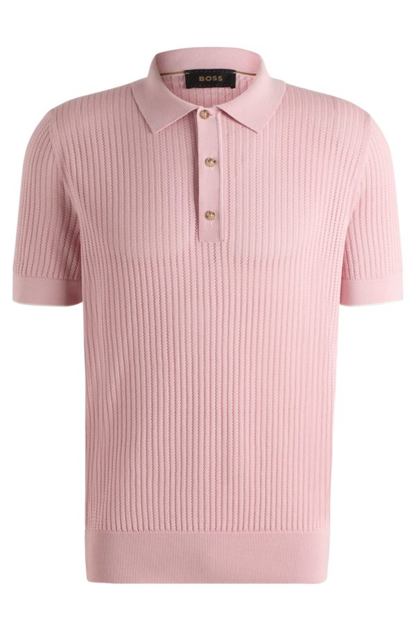 Hugo Boss Pull en coton et soie avec col polo