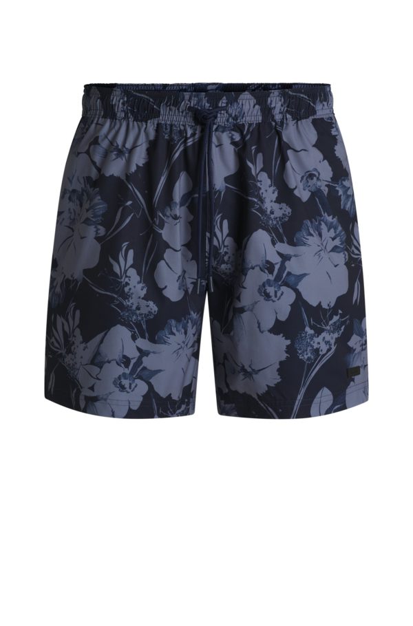 Hugo Boss Short de bain avec imprimé à fleurs et rayures latérales