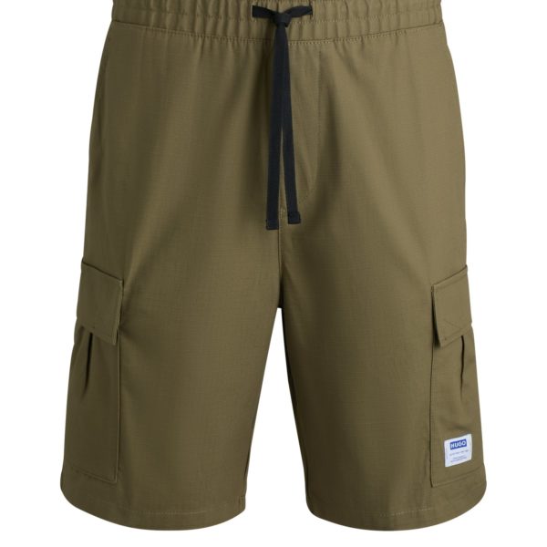 Hugo Boss Short en coton structuré avec cordon de serrage et patch logo