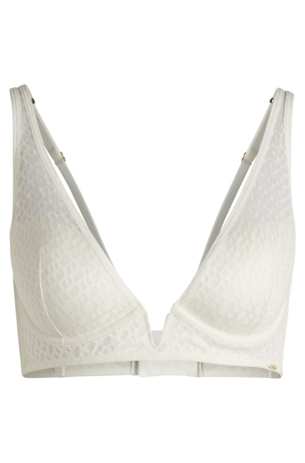 Hugo Boss Soutien-gorge triangle en dentelle monogrammée avec garniture métallique