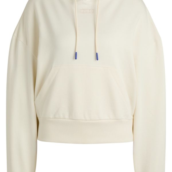 Hugo Boss Sweat à capuche court en molleton de coton avec capuche à doublure bleue