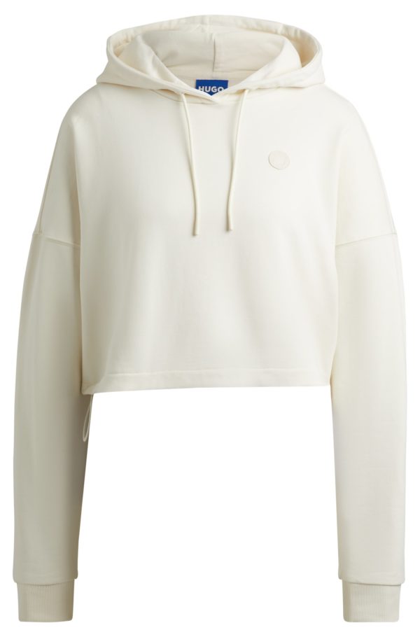 Hugo Boss Sweat à capuche raccourci en molleton de coton avec badge logoté Happy HUGO