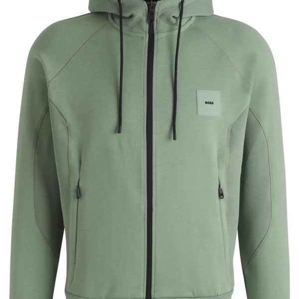 Hugo Boss Sweat à capuche zippé en coton mélangé avec patch logoté
