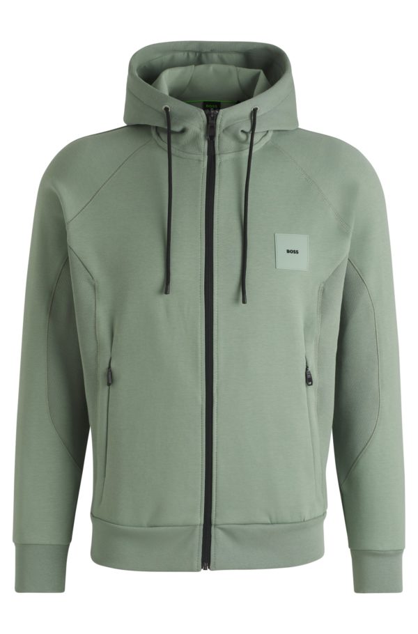 Hugo Boss Sweat à capuche zippé en coton mélangé avec patch logoté