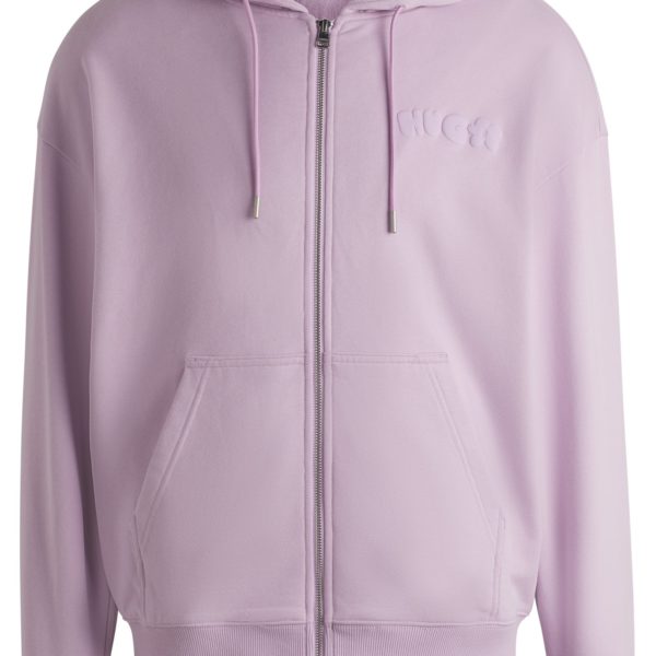 Hugo Boss Sweat à capuche zippé en molleton de coton avec imprimé de la saison