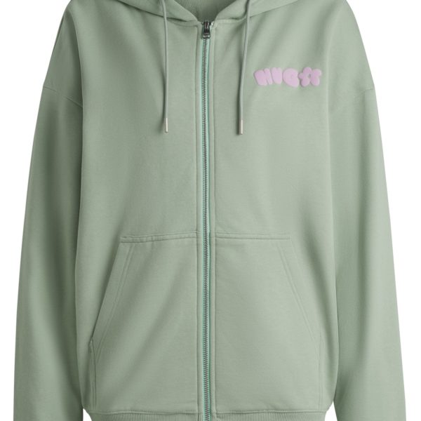 Hugo Boss Sweat à capuche zippé en molleton de coton avec imprimé de la saison