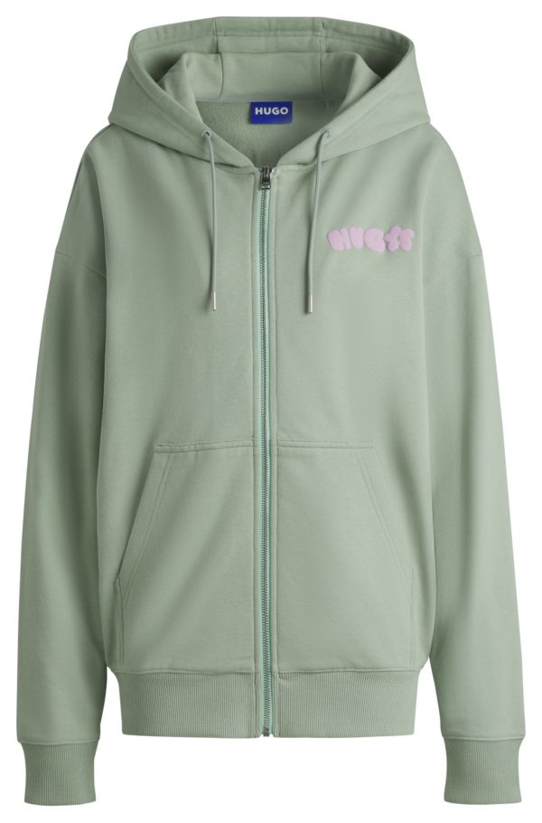 Hugo Boss Sweat à capuche zippé en molleton de coton avec imprimé de la saison