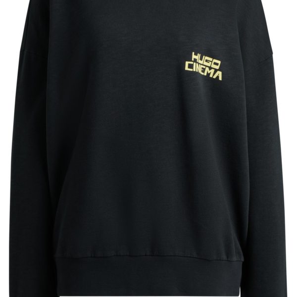 Hugo Boss Sweat en molleton de coton flammé à imprimé chat graphique